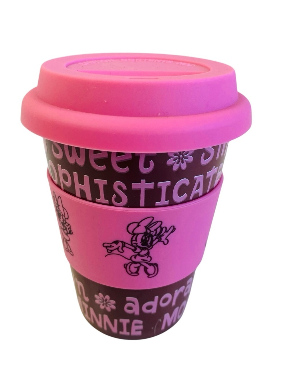 Disney Parks Pink Minnie Mouse Ceramic Travel Mug 8oz